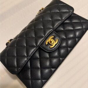 CHANEL small flap vaviar leather